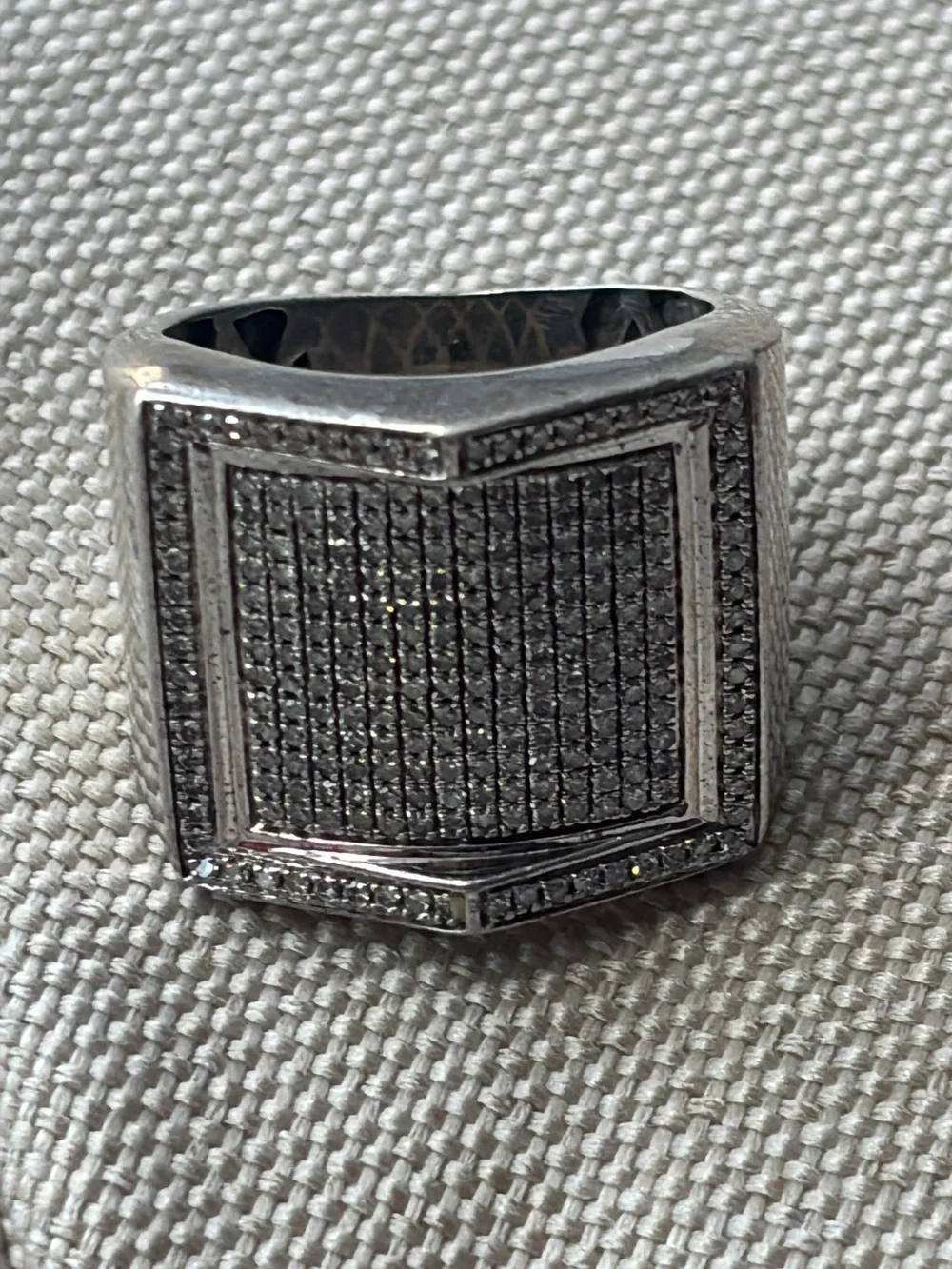 Sterling Silver with Pave Diamond Ring Statement Ring
